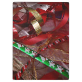 クリスマスリボンレッドグリーンと金ゴールド休日 クリップボード (裏面)