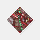 クリスマスリボンレッドグリーンと金ゴールド休日 スタンダードカクテルナプキン (角)