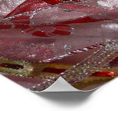 クリスマスリボンレッドグリーンと金ゴールド休日 ポスター (角)