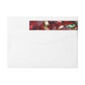 クリスマスリボンレッドグリーンと金ゴールド休日 ラップアラウンドラベル (裏面)