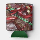 クリスマスリボンレッドグリーンと金ゴールド休日 缶クーラー (裏面)