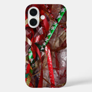 クリスマスリボンレッドグリーンと金ゴールド休日 iPhone 16ケース