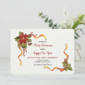 クリスマスリボン新住所ホリデーカード シーズンカード (スタンド正面)