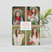 クリスマスリボン4フォトホリデーカード シーズンカード (スタンド正面)