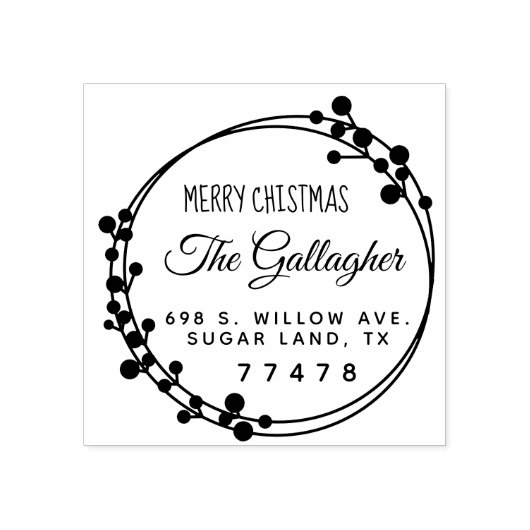 クリスマスリングメリークリスマス差出人住所 ラバースタンプ (インプリント)