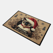 クリスマスリーガルSiamese Catサンタ・キッテンへようこそ ドアマット (アングル)