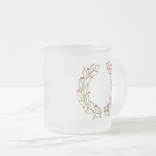 クリスマスリースすり付きマグカップ フロストグラスマグカップ (正面右)