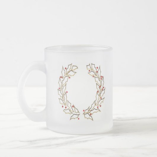 クリスマスリースすり付きマグカップ フロストグラスマグカップ (左)