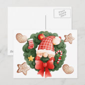 クリスマスリースとオーナメントホリデーポストカード シーズンポストカード (正面/裏面)