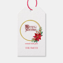 クリスマスリースとクリスマスカラー ギフトタグ
