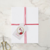 クリスマスリースとクリスマス棒つきキャンデー ギフトタグ (より糸付き)