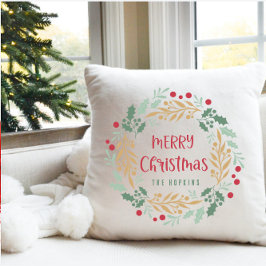 クリスマスリースとスクリプト |メリークリスマス クッション
