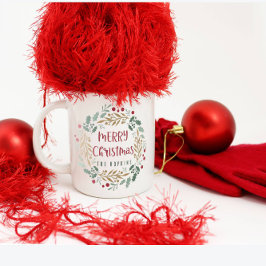 クリスマスリースとスクリプト |メリークリスマス コーヒーマグカップ