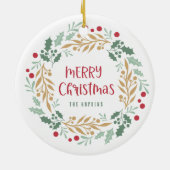クリスマスリースとスクリプト |メリークリスマス セラミックオーナメント (裏面)