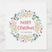 クリスマスリースとスクリプト |メリークリスマス ワインラベル (シングルラベル)