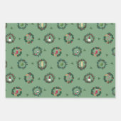 クリスマスリースとストライプ ラッピングペーパーシート (正面2)