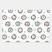 クリスマスリースとストライプ ラッピングペーパーシート (正面)