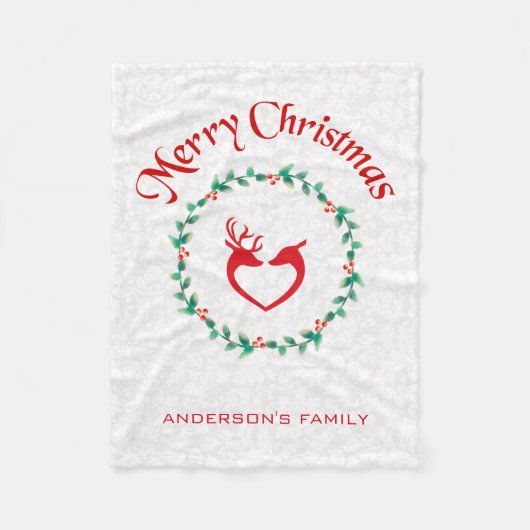 クリスマスリースとデアー フリースブランケット (正面)