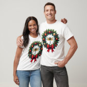 クリスマスリースとトンボ Tシャツ (ユニセックス)