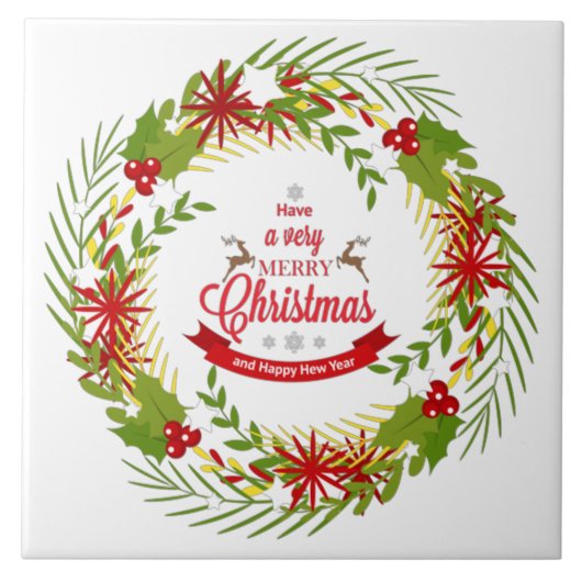 クリスマスリースとハニーサックル タイル (正面)