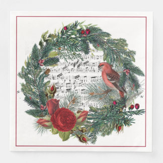 クリスマスリースとバラとGrosebeak