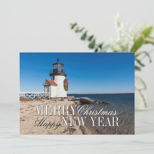クリスマスリースとビーチの灯台 シーズンカード (スタンド正面)