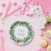 クリスマスリースとピネコーン ペーパープレート (パーティー)