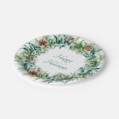 クリスマスリースとピネコーン ペーパープレート (アングル)