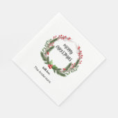 クリスマスリースとベリーディナー スタンダードランチョンナプキン (角)