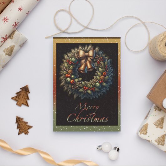 クリスマスリースとベルズホリデーグリーティングカード シーズンカード