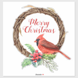 クリスマスリースとホリーと（鳥）ショウジョウコウカンチョウシール シール