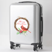 クリスマスリースとホリーと（鳥）ショウジョウコウカンチョウシール シール (スーツケース)