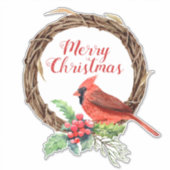 クリスマスリースとホリーと（鳥）ショウジョウコウカンチョウシール シール (正面)