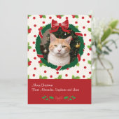 クリスマスリースとホーリーのカスタムペット写真 シーズンカード (スタンド正面)