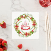 クリスマスリースとミストレ スタンダードカクテルナプキン (インサイチュ)