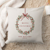 クリスマスリースとレッドボウ装飾用クッション クッション (ブランケット)