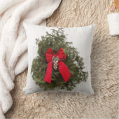 クリスマスリースとレッドボウ クッション (ブランケット)