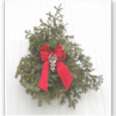 クリスマスリースとレッドボウ シール (正面)