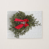 クリスマスリースとレッドボウ ジグソーパズル (横)