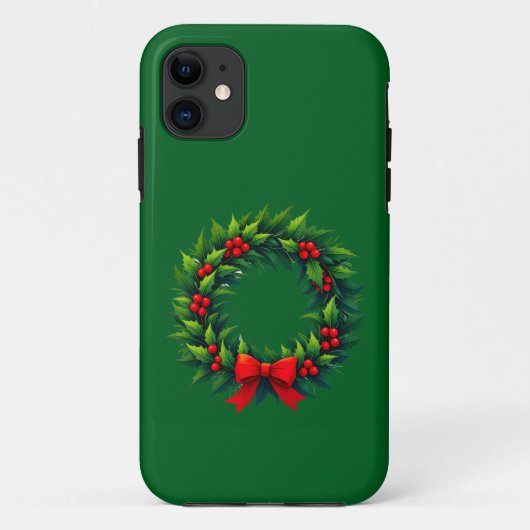 クリスマスリースとレッドボウ Case-Mate iPhoneケース (裏面)