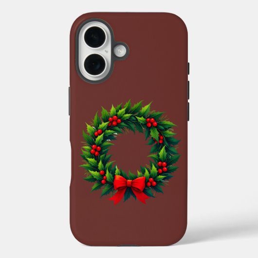クリスマスリースとレッドボウ Case-Mate iPhoneケース (裏面)