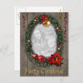 クリスマスリースと写真&文字 シーズンポストカード (正面/裏面)