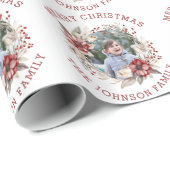 クリスマスリースと果実と花の写真 ラッピングペーパー (ロールコーナー)