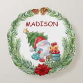 クリスマスリースと格言サンタクロース ラウンドクッション (裏面)