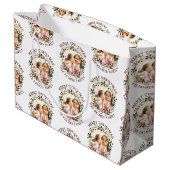 クリスマスリースと赤いメリークリスマスの写真 ラージペーパーバッグ (裏面アングル)