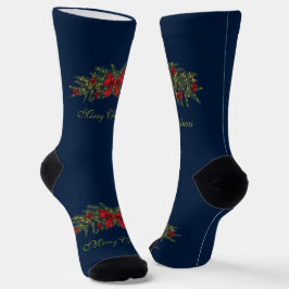 クリスマスリースと赤いリボンと飾り玉 ソックス
