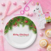クリスマスリースと赤い球根、プレゼントパップ ペーパープレート (パーティー)