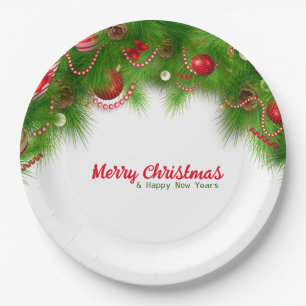クリスマスリースと赤い球根、プレゼントパップ ペーパープレート