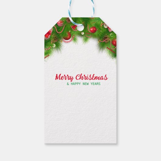 クリスマスリースと赤い球根、プレゼント ギフトタグ (裏面)