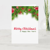 クリスマスリースと赤い電球、そしてプレゼント カード (正面)